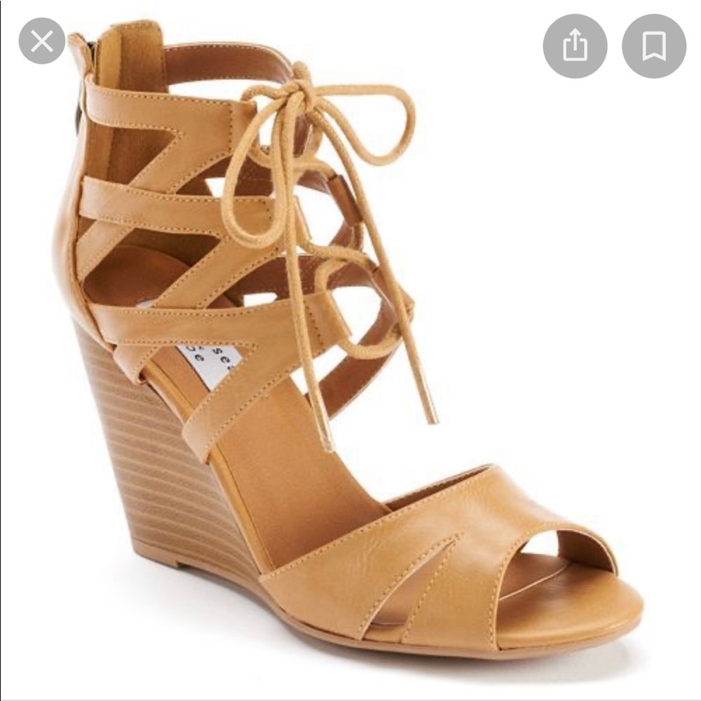 Tan strappy wedges Chelsea & Zoe